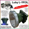 SENTER KEPALA 80 WATT LUBY L-1913L CAHAYA PUTIH BATERAI 8.000 mAh TAHAN 50 JAM NON-STOP - HEADLAMP ART MASTER 80W L-1913 L - Bisa COD. 