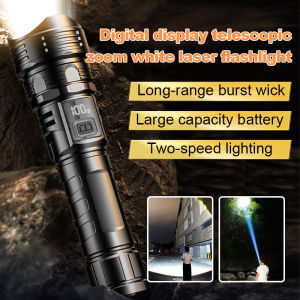 💕Digital Display Telescopic💕 Zoom White Laser Flashlight Telescopic Zoom Power Digital Display Strong Light Long Battery Life Flashlight