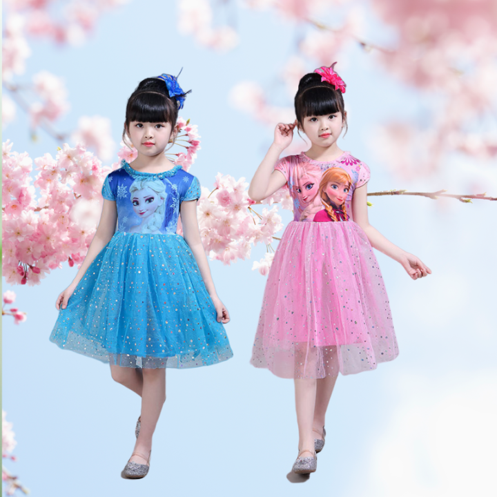 Frozen Elsa ss Dress Girls Summer Dress 223 New Dress Elsa Puff Skirt ...