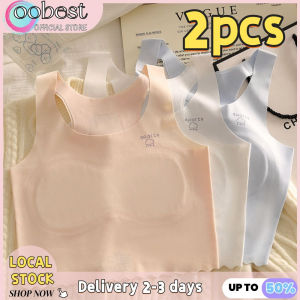 oobest 【Delivery 2-3 days】2pcs Seamless Training Bras for Girls Wireless Anti-Bump Bra for 7-12 Years Teens