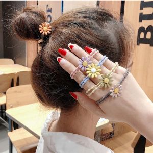 Cadia. Koraen Elastic Hair Tie Small Fresh Daisy Flowers Rubber Hair Tie Hair Accessories Random Color Cod