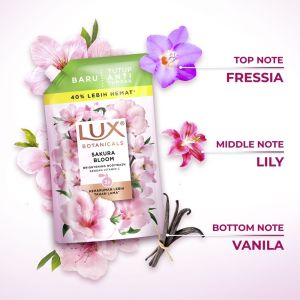 Lux Botanicals Body Wash Sabun Mandi Cair Sakura Bloom Pouch Refill 800g