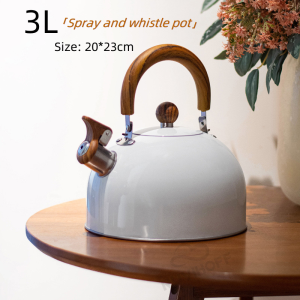 Tase Good Wood Handle Whistling Kettle 2.5L - Stainless Steel Zen Collection | Induction Based | even heat distribution | Nylon Grip Handle | Kitchen Essentials