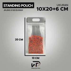 ( 1 Pcs ) Standing Pouch Jinjing 8 Sisi Buram | Plastik Snack Keripik Berdiri | Gusset Flat Bottom Frosted Pouch | Plastik Buram 8 Sisi Kemasan Buram