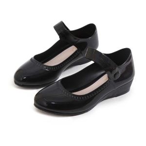 【BB】New Kids Black Shoes School Student Shoes Stylish Girls Shiny With Black Shoes (Size 26-35) #325-1