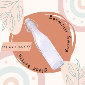 Botol Bormioli Swing Kotak 1 Liter | Botol Kaca 1000 mL Tutup Kait | Botol 1 liter