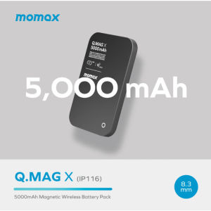 MOMAX Q.MAG X Wireless Battery Pack 5000mah/10000mah/20000mah Supports Qi and Qi2 Wireless Charging Up to 15W for ultra-fast charging.