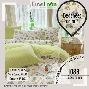 FineLivin 100% Pure Cotton Kids Bedding Set | Single/S.Single | Fitted Bedsheet with Button Fastening | Comfortable & Durable J-5