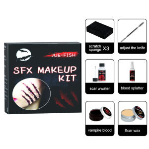 Jue-Fish Makeup Kit Face Body Paint Oil Stage Special Effects Spatula Scar Scab Fake Wax Wound Halloween Makeup Blood Halloween Makeup Kit Special Effect Painting Fake Wax Scar Blood Scar Painting 2022new Fake Wax Set Makeup Party Body Gel