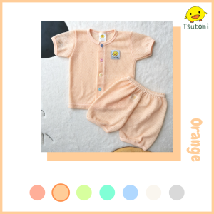 【Set Wear】♥ Colourful Buttons ♥ 0-18 Eyelet Newborn Baby Short Sleeve Shirt & Short Pants  0-18 新生儿婴儿洞布彩色纽扣短袖衣&短裤套装