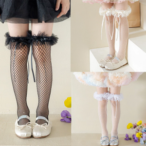 Thoáng khí ren vớ ngọt ngào cho trẻ em tính năng đáng yêu Bowknot cạnh cô gái đáng yêu trong vớ ống cho trang phục mùa hè