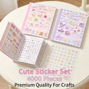 Sticker Book Scrapbook Stickers Self Adhesive Kawaii Bows Letters Animal DIY Journal Kids Gift