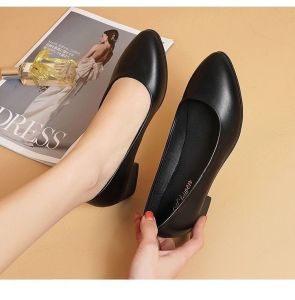 [Free Shipping] Plus-Size 2026 Work Shoes With Soft Soles Designed For Comfortable Wear During Long Hours Of Standing In Black Versatile For Both Work And Casual Occasions With A Chunky Heel