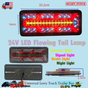 24V LED Lampu Isyarat Beralir Tapak Besi Lampu Belakang/Brek/Isyarat/Undur Lori Treler Trak Bas Penunda