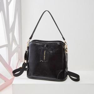 กระเป๋าสะพายข้างผู้หญิง ทรงถังวินเทจแฟชั่น สไตล์ยุโรป หนัง PU มันวาว