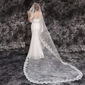 【Good Quality】HAP1.5/3/5M 1-layer womens bridal white extra long wedding chiffon wedding solid color without comb