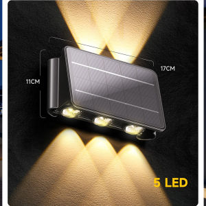 Solar Wall Lights Outdoor Gate Fence Waterproof LED Sconces Lamp Up Down Garden Decor for House Porch Corridor Lighting