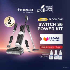 【5-IN-1】Tineco Floor One Switch S6 Power Kit Smart Multi-Function Wet Dry Floor Washer Vacuum Cleaner | 25kPa Suction | Dualblock Anti-Tangle