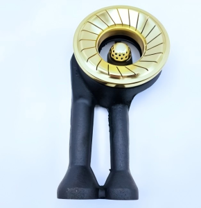 Double 100mm Barrel LPG Burner Glass Top Gas Stove Burner Gold and Black Replacement Parts