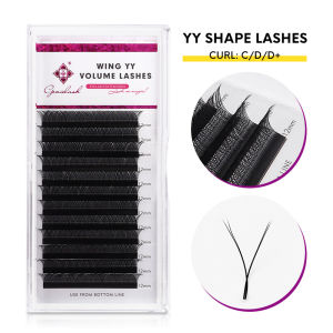 Genielash Y Shape Eyelash Extensions Natural Soft 0.07 Thickness Double Tips YY Type Permanent Lash Extensions