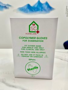 SG HOMECARE Medical Copolymer transparent Sterile Glove size S M L 50 pairs /box