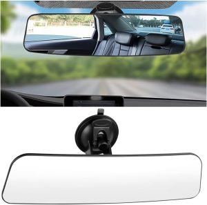 Car Rear View Mirror with Suction Cup Anti Glare Wide Angle HD Auto Inside Rearview Mirror 360 Degrees Adjustable Reduce Blind Spots Universal