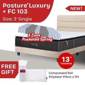 (Full Set) Goodnite Posture Luxury 13inch Thick Back Support Pocket Spring Mattress + FC103 Bed Frame (King/Queen/SuperSingle/Single)