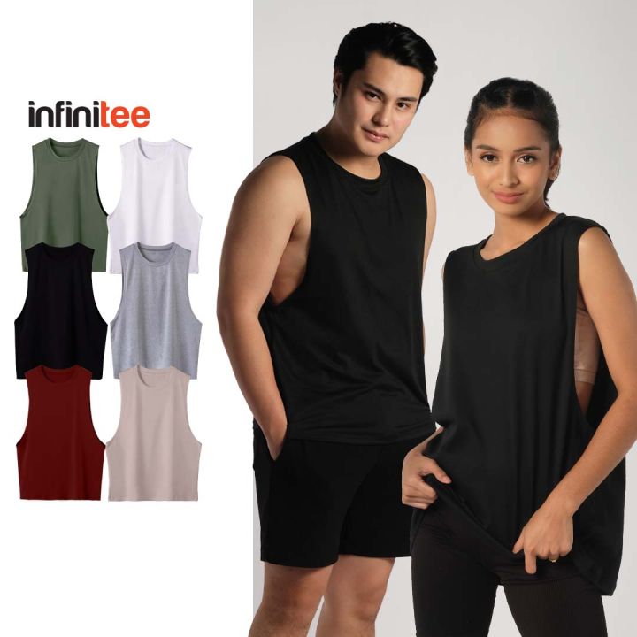 Infinitee Muscle Tee Plain Sando For Men Women loose oversized tees activewear  active wear sleeveless top tops cotton sports gym active wear workout  clothes outfit