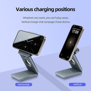 3-in-1 folding magnetWireless charger Aluminum alloy body Folding and portability Magnetic fast charge Suitable for iPhone Samsung watches headphones Android etc