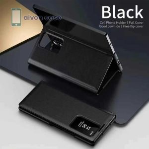 SMART VIEW Leather Case For Samsung Z FOLD 4 Z FOLD 5 Z FOLD 6 Z FOLD 7 / ZFOLD4 ZFOLD5 ZFOLD6 ZFOLD7 Wallet Flip Cover Card Slot Case EC-259