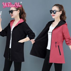 Yitiaoyu Womens Double-sided Windbreaker Long Coat Plus Size Coat