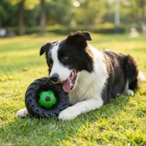 STARRY Chew-Resistant Tire-Shaped Dog Toy Elasticity Teeth Training Dog Chew Wheel Toy Creative Squeak Sound Training Toy Puppy Training