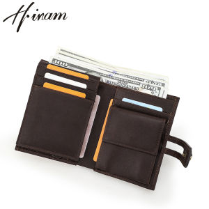 Hiram Genuine Leather Mens Short Wallet High Quality Coin Purse Credit Card Holders Male Wallets