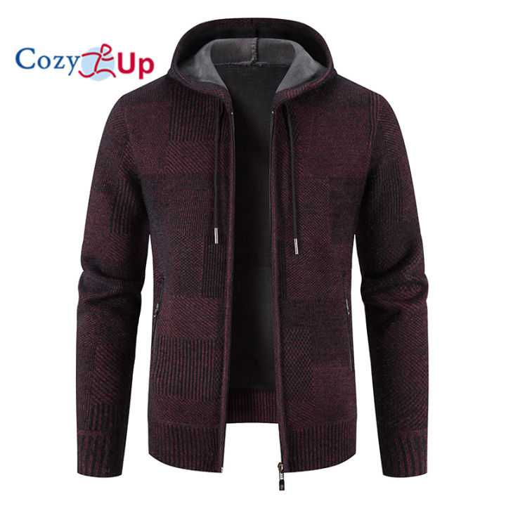 Winter Long Cardigan Sweater Men Fleece Jacket Sweaters Hooded Thick Warm  Coat