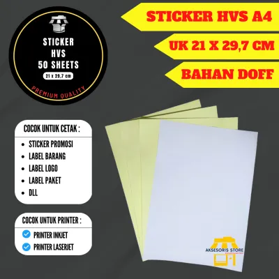 STICKER HVS A4 ISI 50 LEMBAR / KERTAS STIKER HVS INKJET DOFF A4