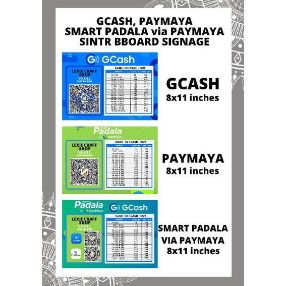 COD Gcash Paymaya Smart Padala Rates QR Codes Scan to Pay Sintra Board ...