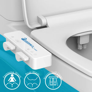 Atalawa Slim Non-Electric Bidet Toilet Attachment Dual Self Cleaning Nozzle Sprayers with Splash Guard Metal Valve and Braided Hose Rear and Feminine Wash Fresh Water Spray