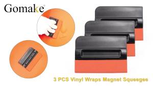 Gomake Vinyl Wrap Squeegee 4 Inch Magnet Tint With Micro-Fiber Felt Edge - Car Vinyl Scraper Decal Applicator Tool Wallpaper Window Film Smoothing Tool Pack of 3