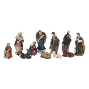 11pcs Christmas Manger Decorations Set Jesus Nativity Holy Family Scene Resin Figurines for Home Bedroom Living Room