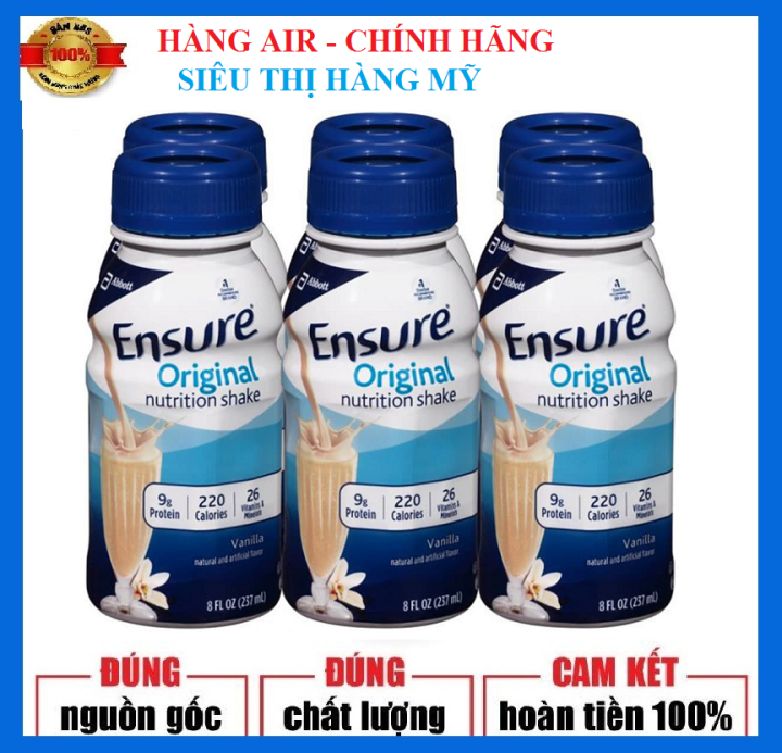 [Combo 6 chai] Sữa Ensure Original Nước 237ml của Mỹ - Tăng cường sức khỏe cho người lớn tuổi