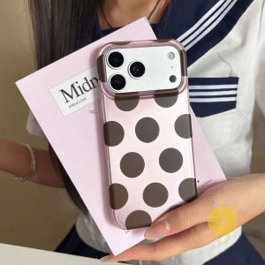 Phone Case For iPhone 17 Pro Max 16 15 14 13 TPU Polka Dot Plating Cover Classic Couple Korean