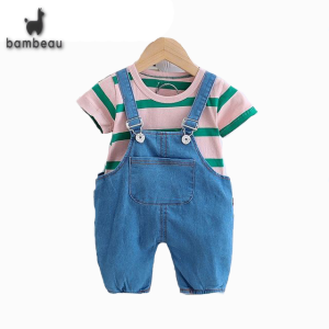 bambeau Kids boy and girl Short Sleeve Clothing Sets Casual summer babys overalls clothes suits lovable korea style