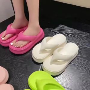 [Free Shipping] New thick-soled EVA flip-flops for women summer fashion Korean style high-heeled outdoor wear thick-soled high-heeled sandals