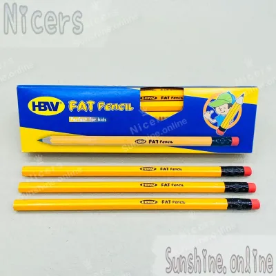 #FP-555 HBW Pencil Original FAT Pencil yellow with eraser 12pcs Pencil