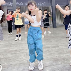 Set Bộ Thể Thao Áo Dây Croptop Quần Jogger Rằn Ri Tập Nhảy Hiện Đại TikTok ZumBa Cho Bé Gái 10-48kg FA079