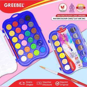 GREEBEL Cat Air Pad Cat Lukis Set Watercolor Cake 12/24/36/48 Warna
