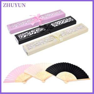 ZHUYUN 1pc Ivory Bridal Chinese Bamboo Silk Hand Fan Wedding Favors Guests Gifts Hot