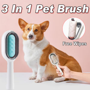 Multifunctional Cleaning Pet Hair Brush Cat Dog Grooming Brush Sticky Comb with Wipes