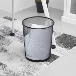 Tempat Sampah Jaring Besi Bulat Trash Bin Mesh Keranjang Tong Hitam