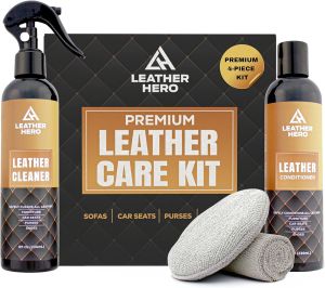 Leather Cleaner and Conditioner Kit – 4-Piece Set with Best Leather Cleaner for Couches Sofas Chairs Furniture and Car Interiors